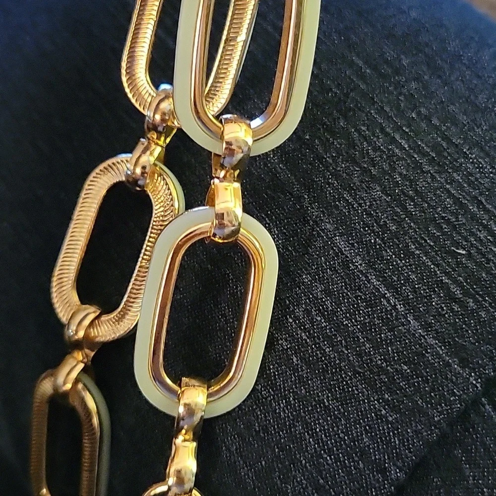 Apt.9 gold & light blue metal chain belt adjustable Size M/L. NEW with tags